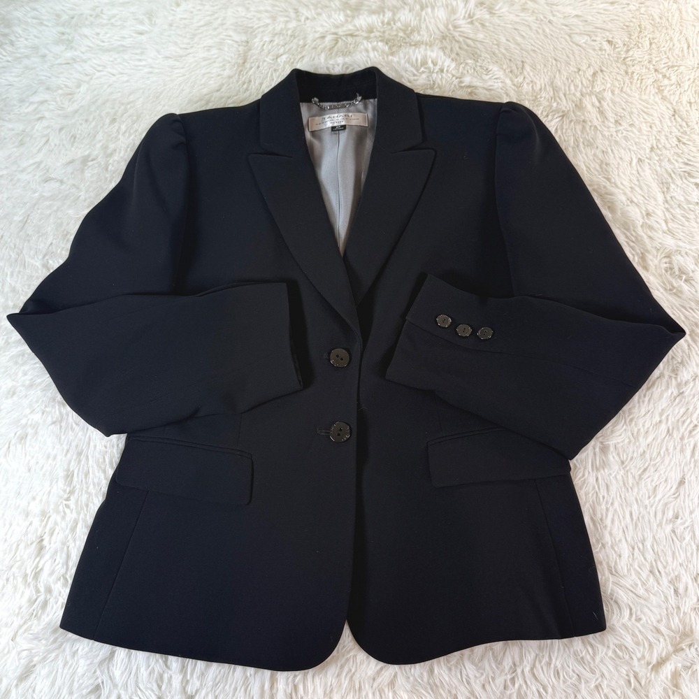 Tahari Arthur S Levine 8 Petite Blazer Black 8P Classic Tailored Office Wear‎